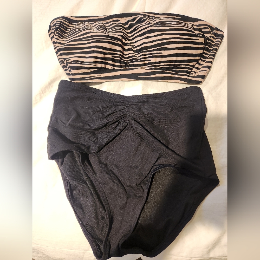 Kona Sol Zebra Print and Black Bikini Set